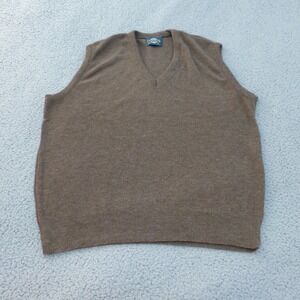Jantzen Sweater Vest Mens XL Brown V-Neck Made in USA Vintage Knit Grandpa